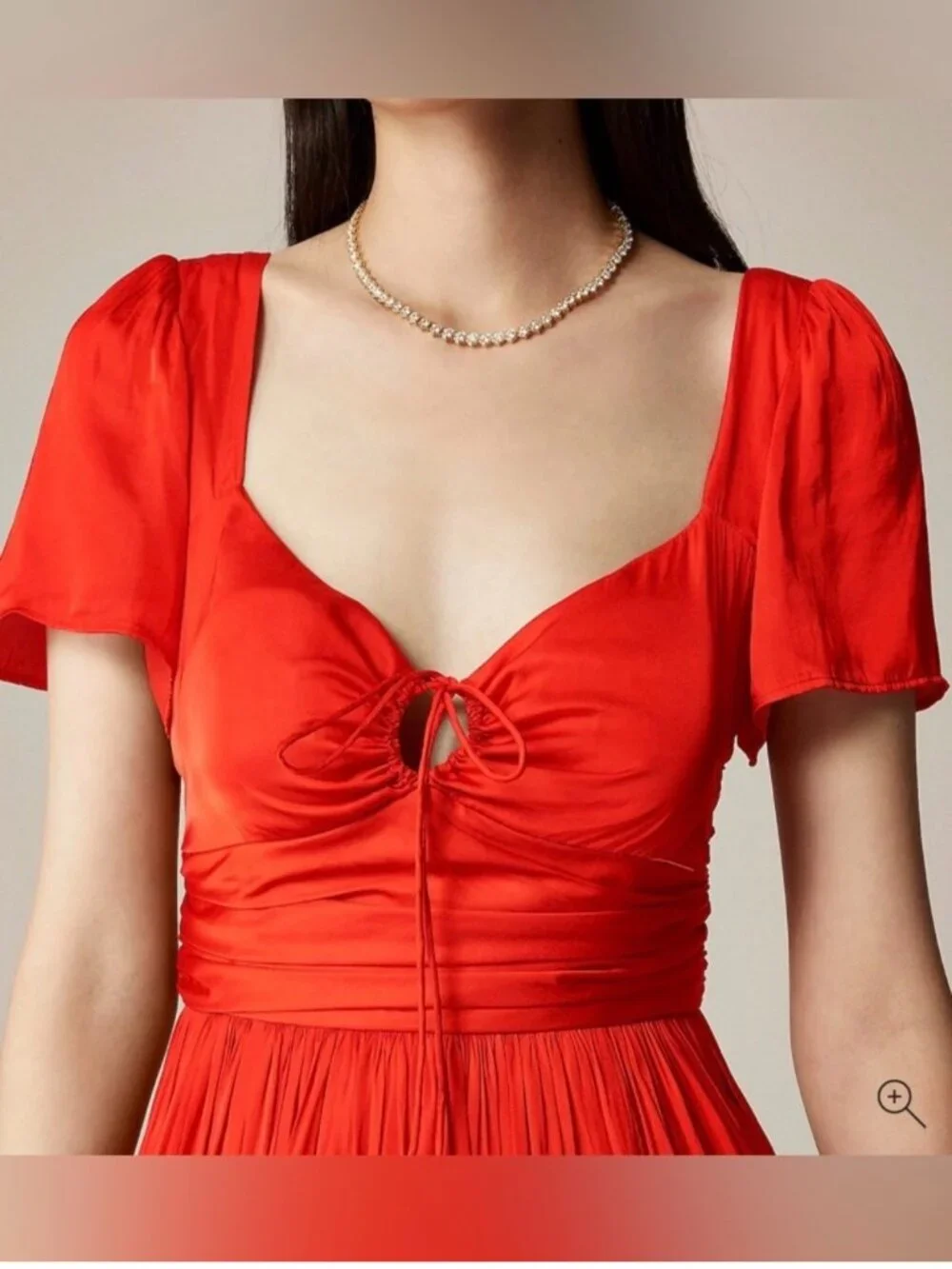 J Crew NWT Silky Red Maxi Dress Sweetheart Neck Flutter Slv Keyhole Size 22 J29